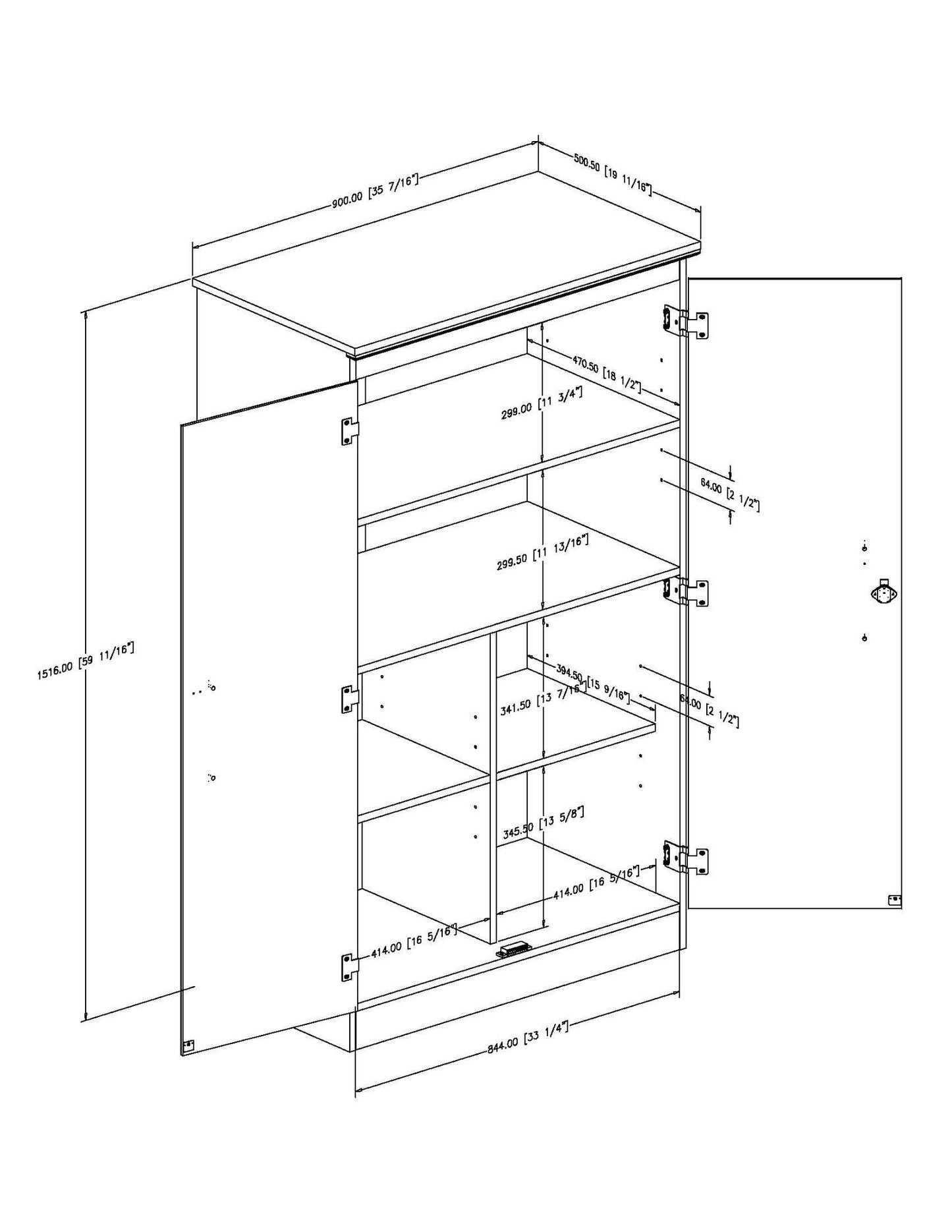 South Shore Tall 2-Door Storage Cabinet with Adjustable Shelves, Solid Black - WoodArtSupply