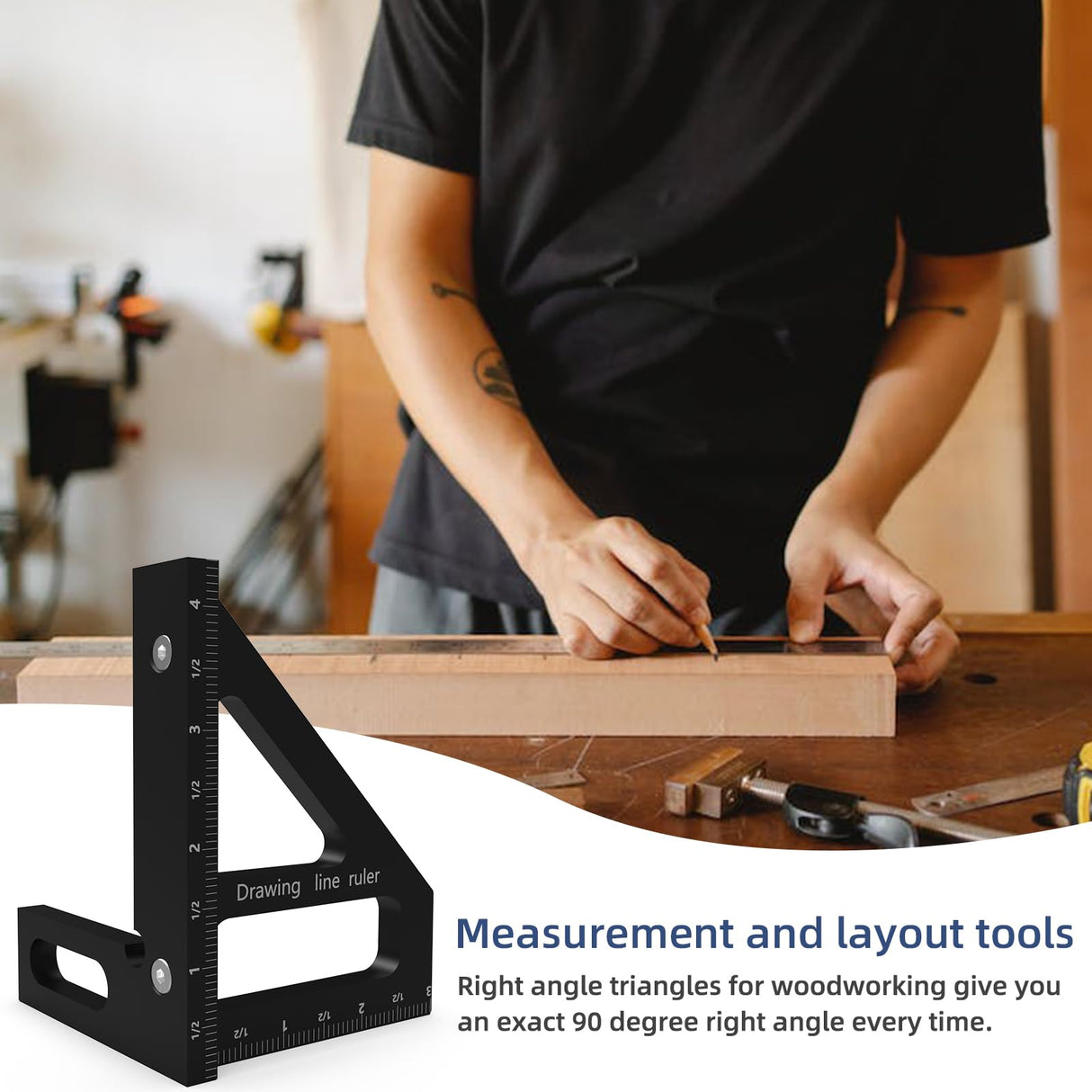 HFM 3D Multi-Angle Woodworking Square Measuring Ruler,45/90 Degree Aluminum Alloy Measuring Protractor High Precision Layout Measuring Tool for Heavy fog mountain