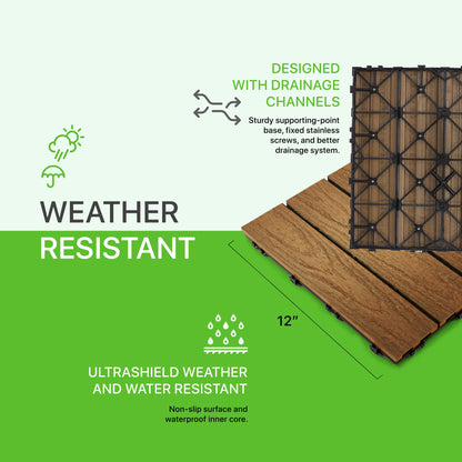 UltraShield Naturale 1 ft. x 1 ft. Quick Deck Outdoor Composite Deck Tile in Peruvian Teak (10 sq. ft. Per Box)