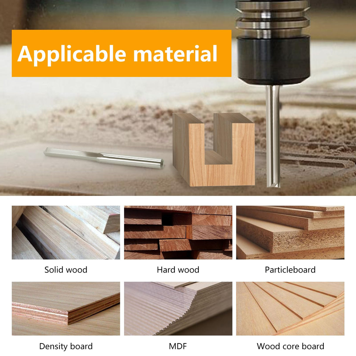 HOZLY CNC Router Bits 1/8 Straight Router Bit 1/8 Shank Straight Flute Carbide End Mill Cutter 2-Flute Milling Tungsten Steel 22mm CEL/45mm OAL for HOZLY