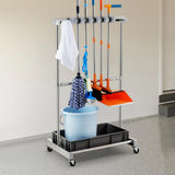 VEVOR Garden Tool Organizer, 10 Slots with Hooks, Yard Tool Tower Rack with Wheels for Garage Organization and Storage, Hold Long-Handled VEVOR