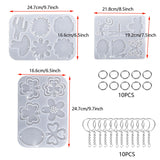 Attuslla 3 PCS Pendant Resin Molds Silicone Resin Jewelry Molds, Earring Making Kit, Silicone Molds with Key Chains, Jump Rings for Pendant, Keychain Attuslla