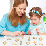 Stiesy 100 Pcs Assorted Sea Animal Theme Wood Cabochons Shark Agarfish Dolphin Seahorse Octopus Clownfish Unfinished Wooden Cutouts Slice Pieces Stiesy