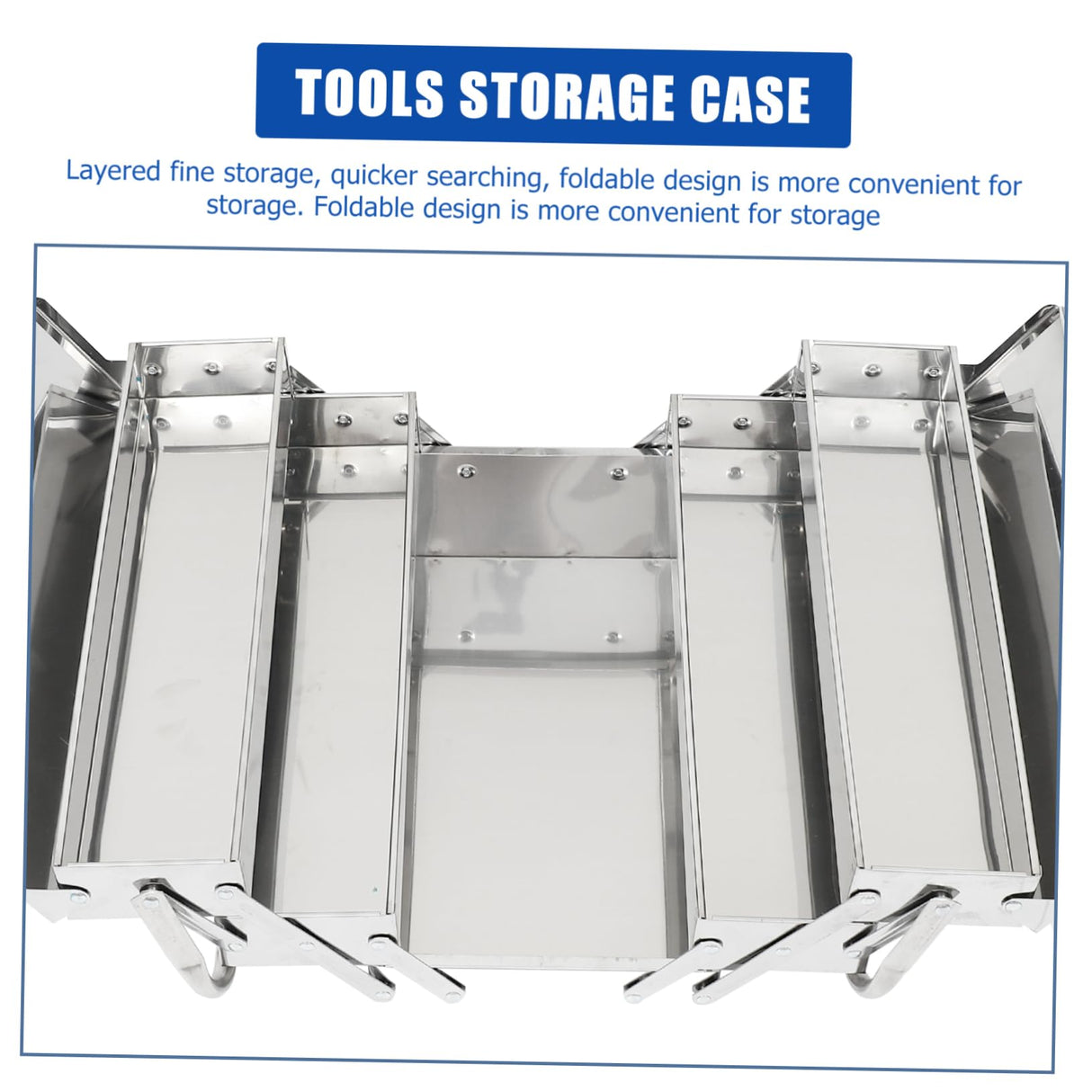 Veemoon 1pc Box Folding Toolbox Home Tools Portable Toolbox Rolling Tool Tray Metal Craft Storage Small Tool Chest Machinist Tools Storage Case Veemoon