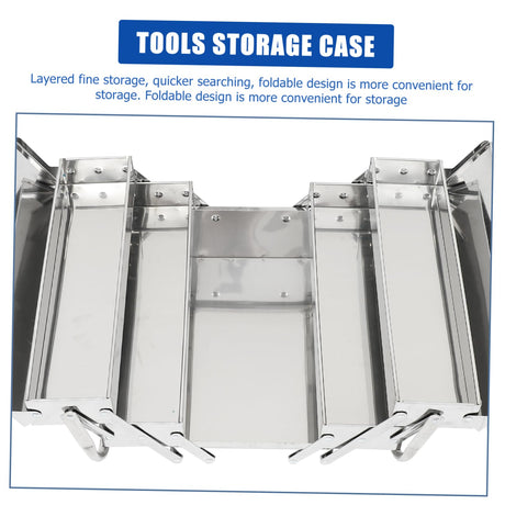 Veemoon 1pc Box Folding Toolbox Home Tools Portable Toolbox Rolling Tool Tray Metal Craft Storage Small Tool Chest Machinist Tools Storage Case Veemoon