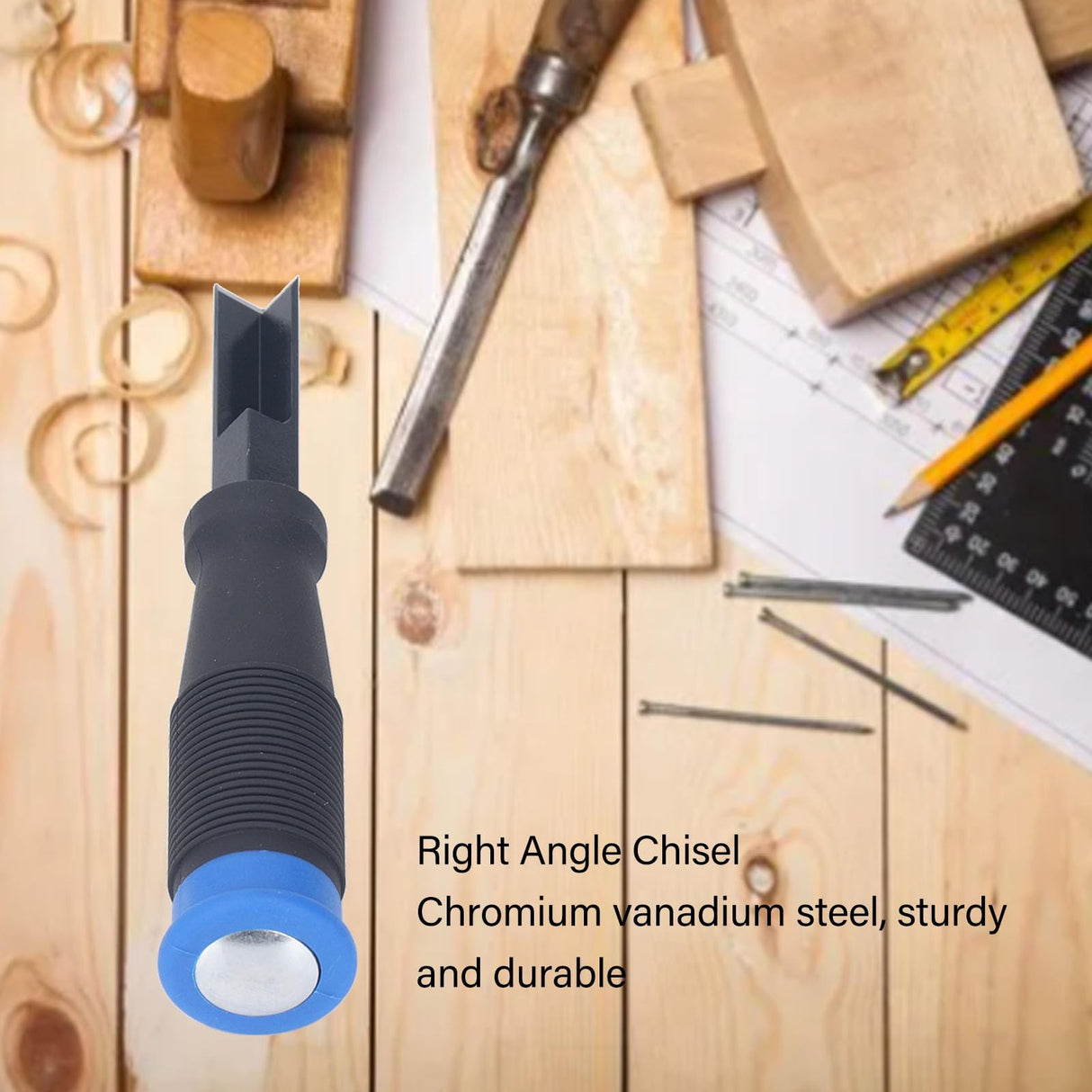 Right Angle Chisel, ChromeSteel Professional Wood Chisel with TPR Handle, Right Angle Woodworking Corner Chisel, Corner Punch Chisel for Woodworking Cryfokt
