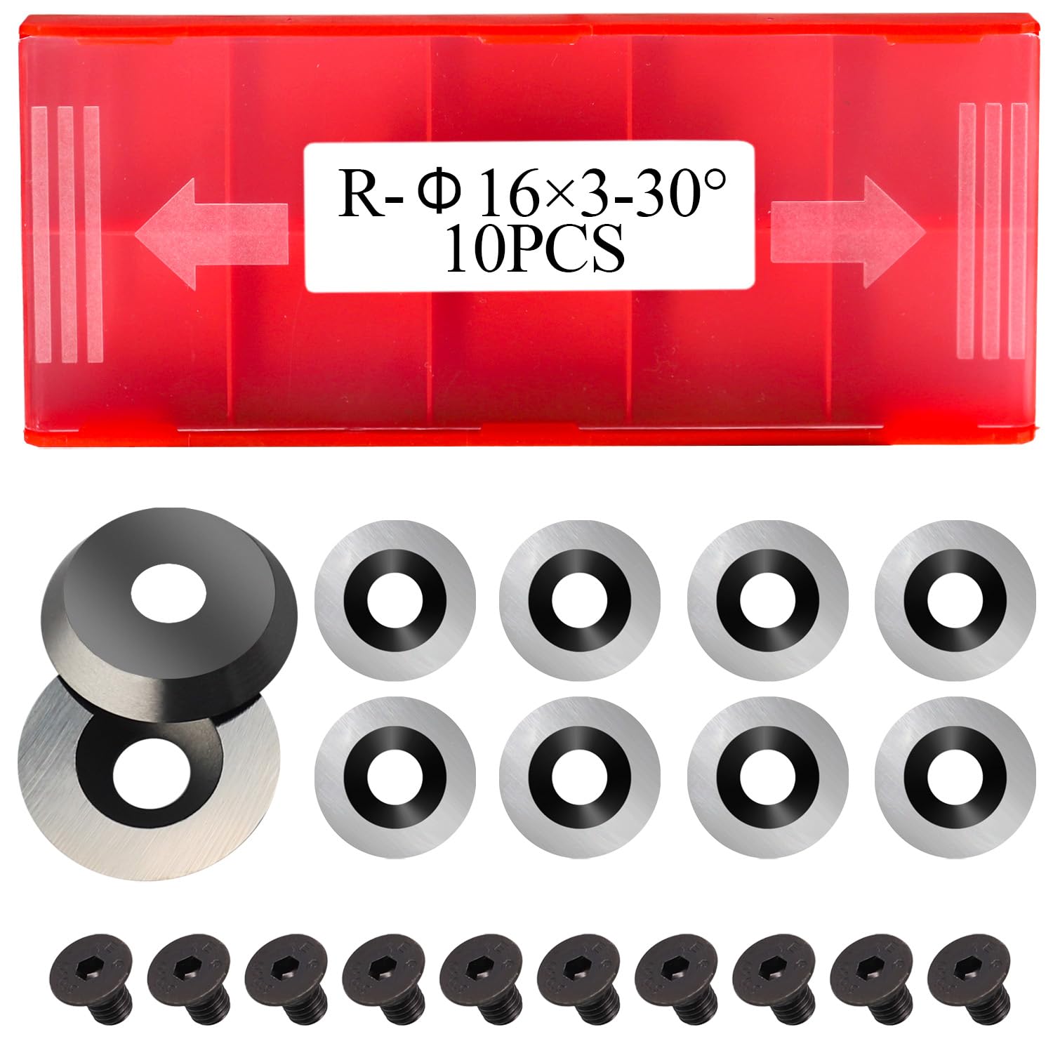 Ci0 16mm Round Carbide Inserts Cutters Knifes Indexable Replacement with Screws Fits For Full And Pro Size Popular DIY Wood Turning Finisher Hollower Asieg Tool
