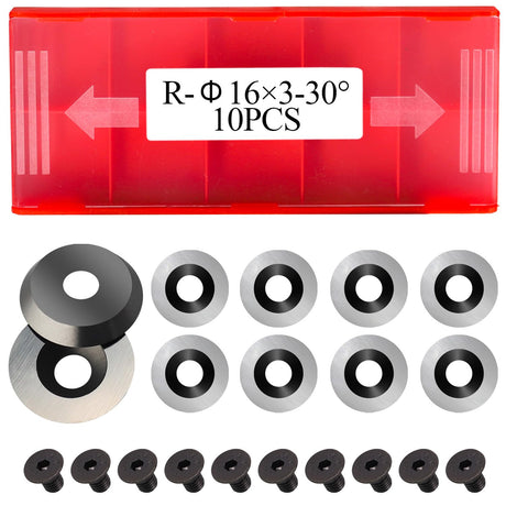 Ci0 16mm Round Carbide Inserts Cutters Knifes Indexable Replacement with Screws Fits For Full And Pro Size Popular DIY Wood Turning Finisher Hollower Asieg Tool