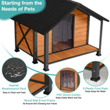 Suumerpety Outdoor Dog House,Weatherproof Wooden Dog Shelter for Small to Medium Sized Dogs,Iron Frame Indoor Outdoor Doghouse,Puppy Kennel,Pets Warm Suumerpety