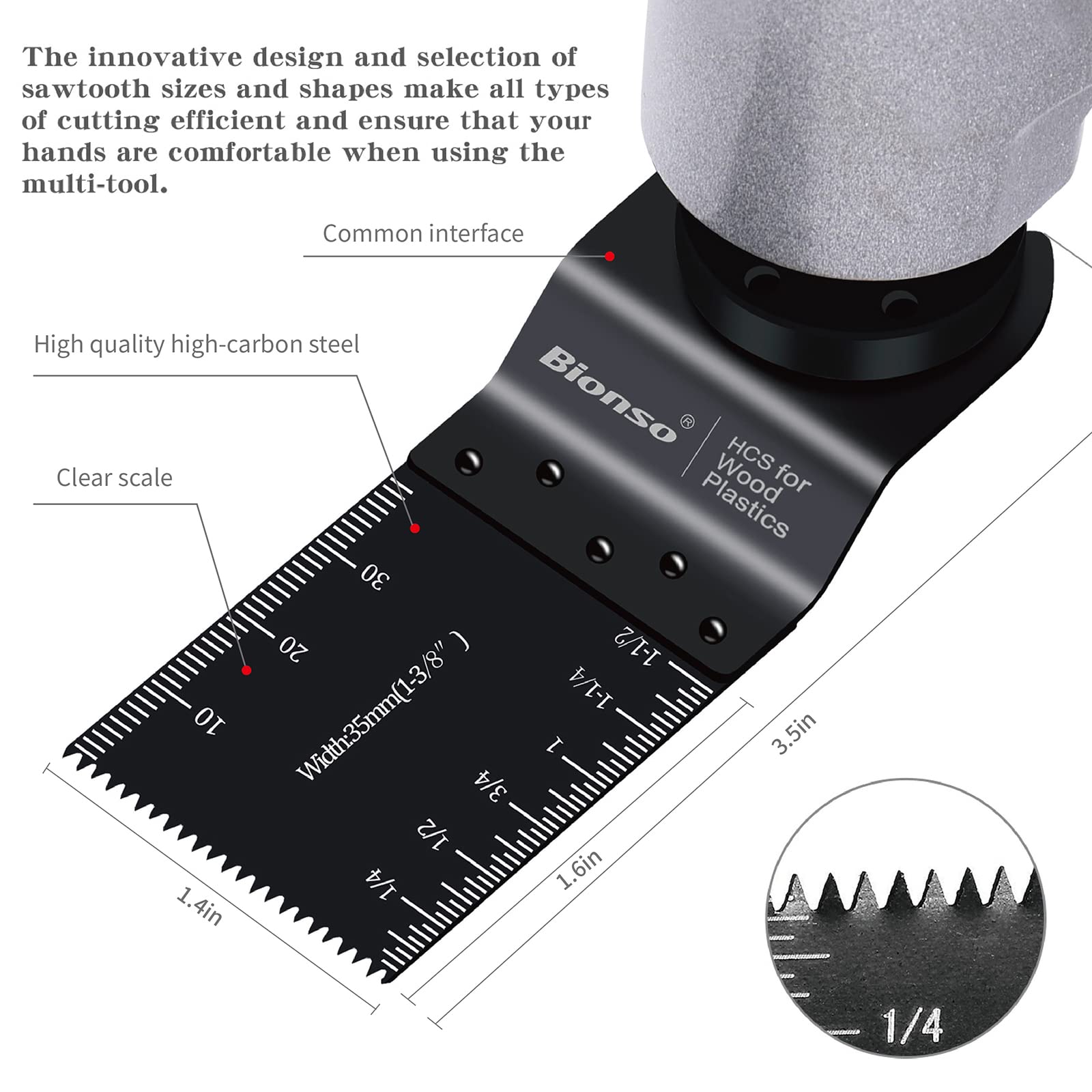 Bionso 28PCS Oscillating Saw Blades, Professional Universal Titanium Multitool Blades for Wood Plastics Metal, Quick Release Multi Tool Blades Kits - WoodArtSupply