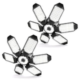 POLARPRA LED Garage Lights - 2 Pack Super Bright 32000LM LED Garage Ceiling Light 6500K LED Shop Light w/ 6 Deformable Panels Screw in E26/E27 Socket POLARPRA