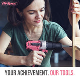 Hi-Spec 58pc Pink 18V Cordless Power Drill Driver, Bit Set & Case. Complete Home & Garage DIY Tool Hi-Spec