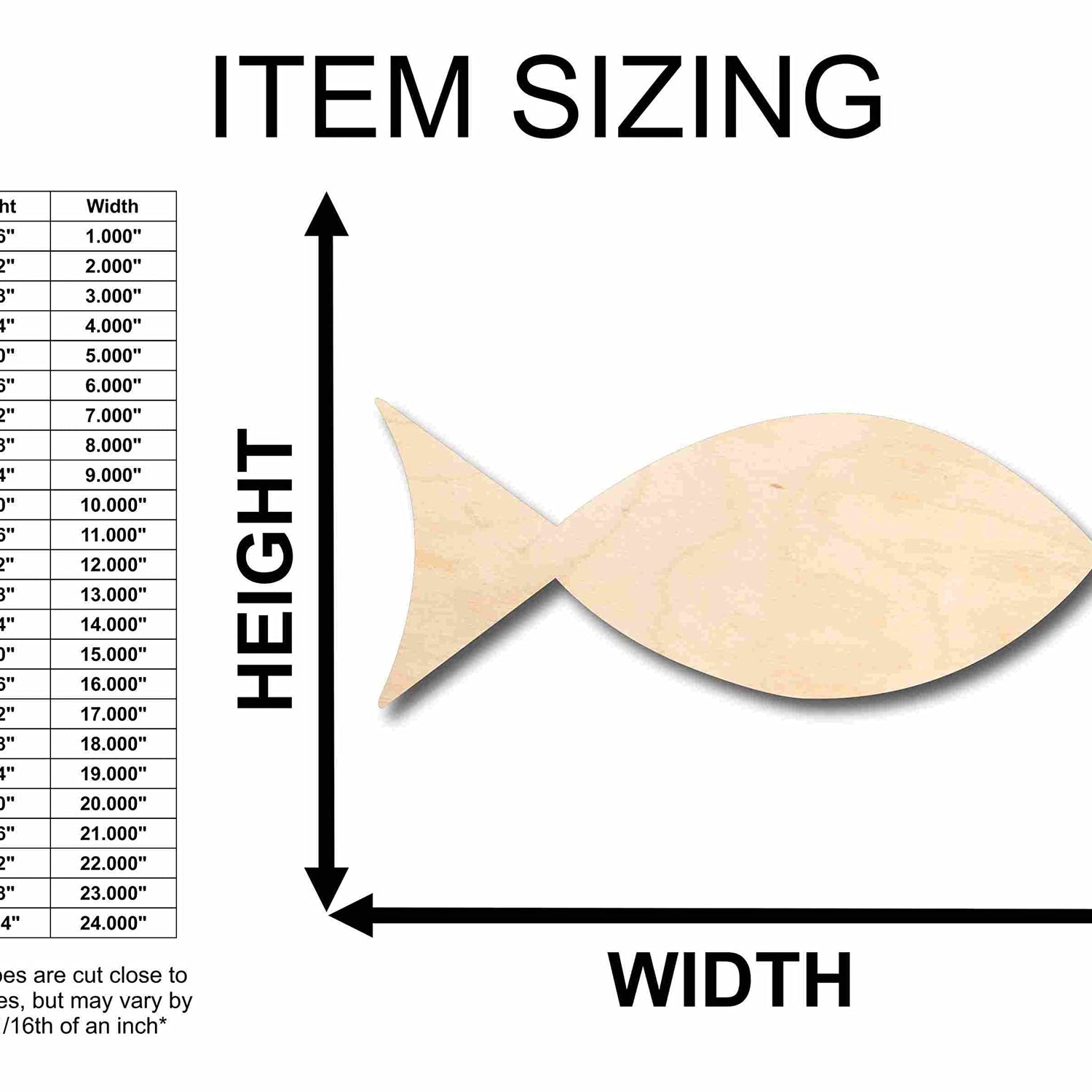 Unfinished Wood Fish Shape Silhouette - Craft- up to 24" DIY 5" / 1/2" 24 Hour Crafts