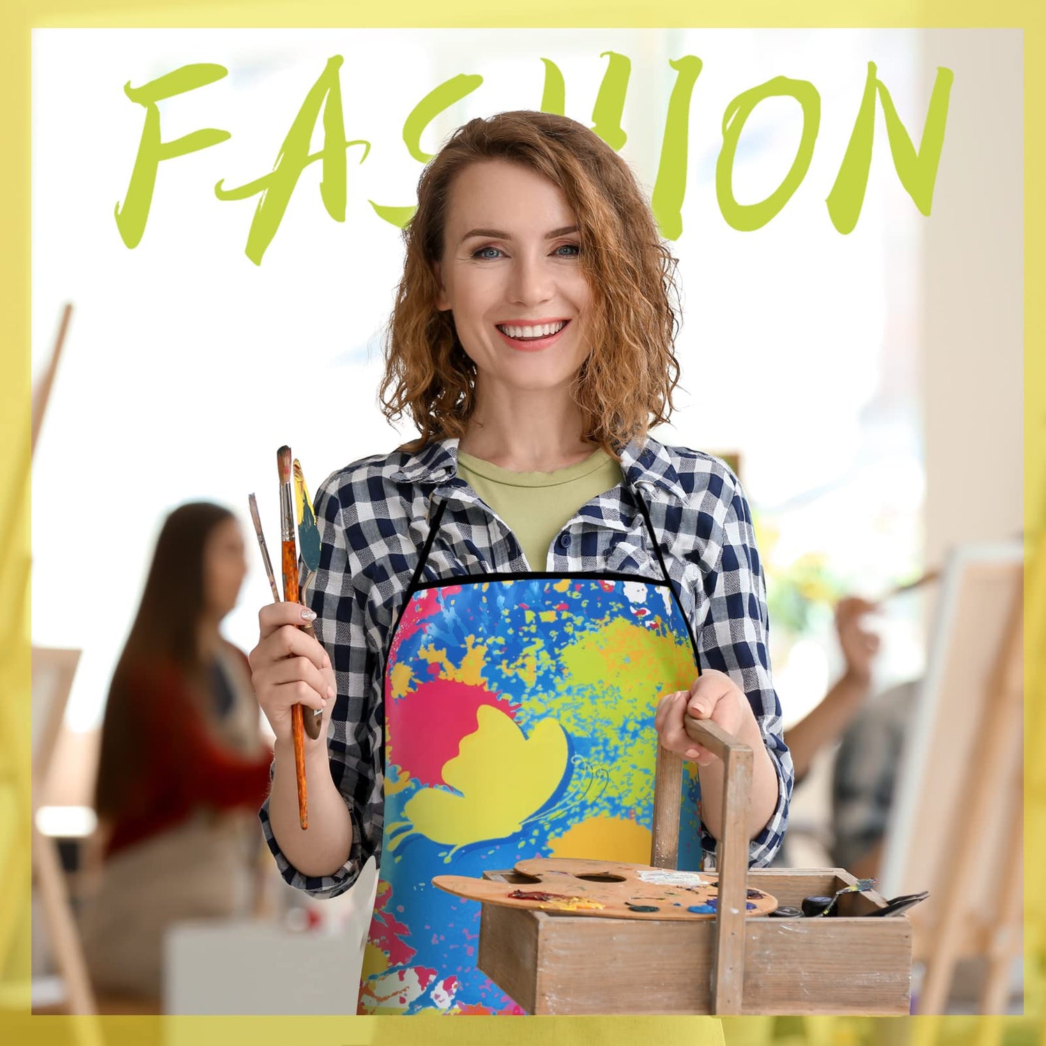 3 Pieces Colorful Artist Painting Apron Paint Splatter Apron Butterfly Tree Art Teacher Gifts Waterproof Painters Apron Adjustable Artist Smock for Eurzom