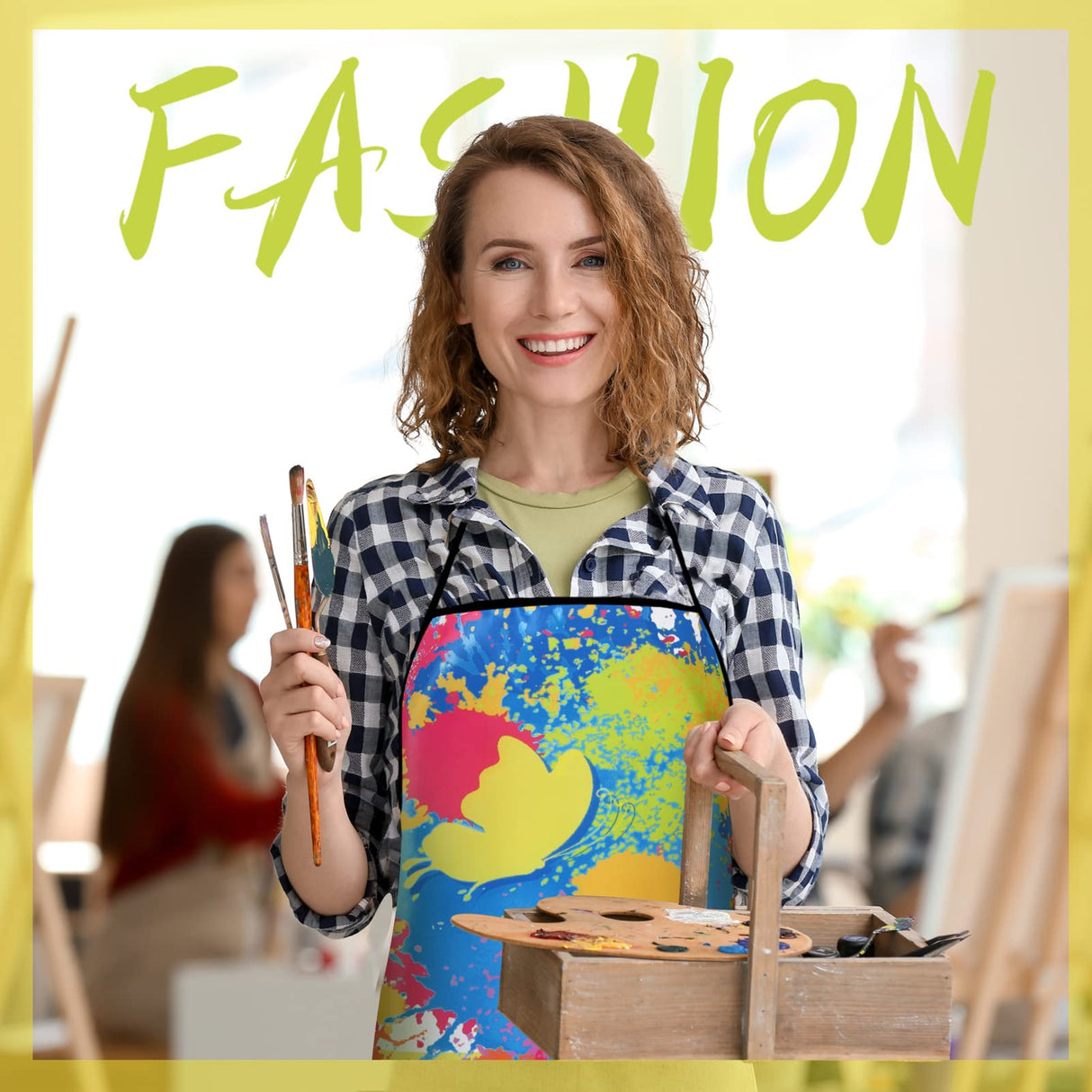 3 Pieces Colorful Artist Painting Apron Paint Splatter Apron Butterfly Tree Art Teacher Gifts Waterproof Painters Apron Adjustable Artist Smock for Eurzom