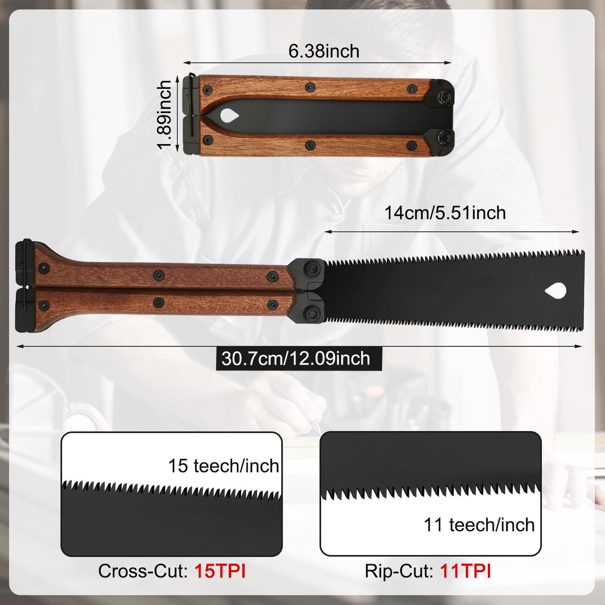 WBJKZJD Folding Saw, 5.5 Inch Small Pocket Hand Saw 11/15TPI Pruning Saw for Smooth and Precise Cuts Flush Cut Saw for Camping Gardening Carpentry WBJKZJD