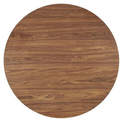 Modway Gratify 59" Round MDF Wood Dining Table in Walnut Finish