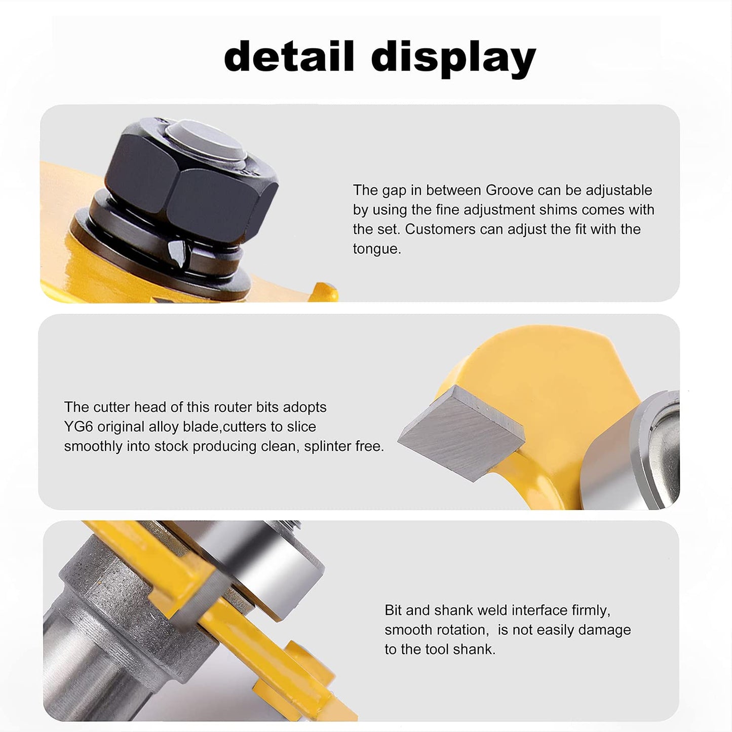 Tongue and Groove Router Bit Set 1/2 Inch Shank，Newdeli 3 Teeth Adjustable T Shape Wood Milling Cutter, Tongue Groove Router Bits - WoodArtSupply