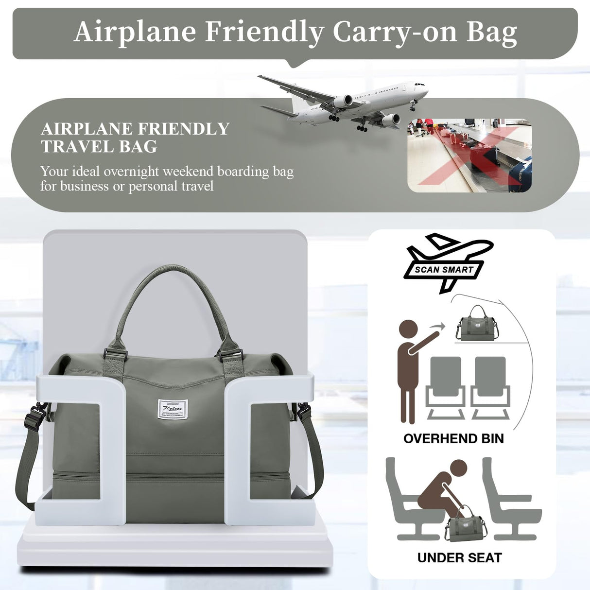 Weekender Bags for Women,Personal Item Travel Bag with Shoes Compartment,Overnight Travel Duffel Bag with Wet Pocket and Separate Toiletry Bag,Gym SYCNB