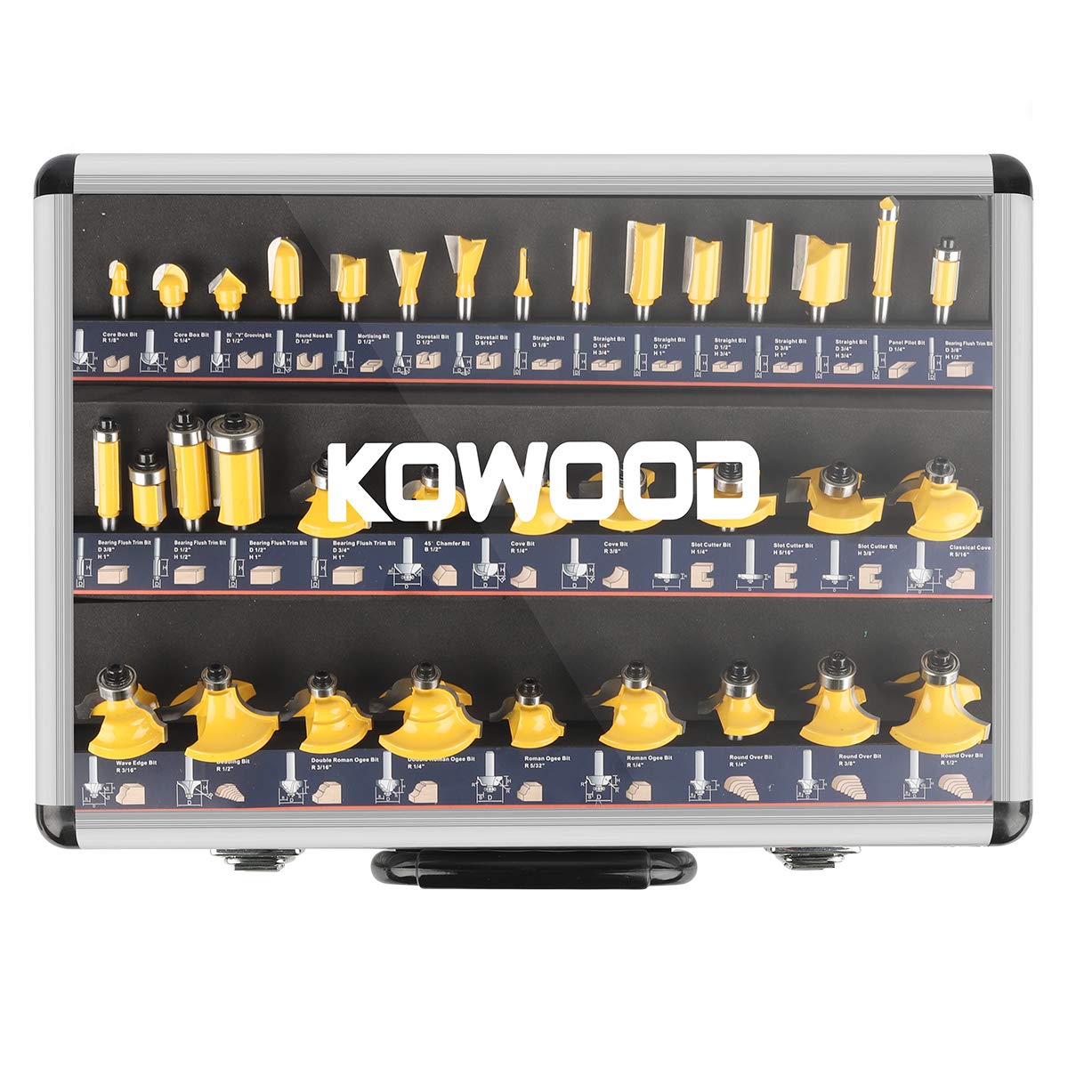 KOWOOD Router Bits Sets of 35B Pieces 1/4 Inch T Shape Wood Milling Cutter KOWOOD