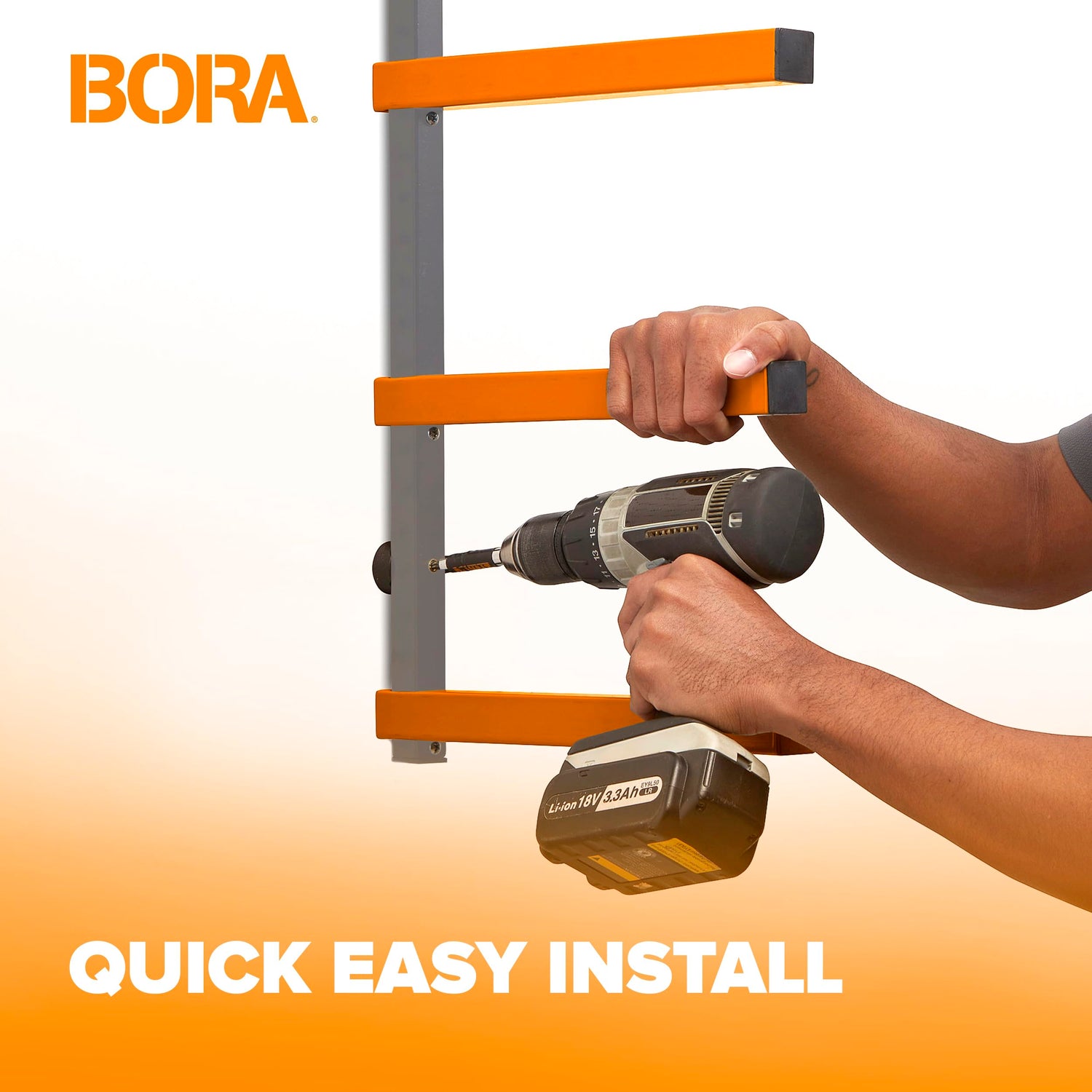 Bora Portamate Wood Organizer and Lumber Storage Metal Rack with 4-Level Wall Mount, Indoor & Outdoor Use PBR-0410 Bora