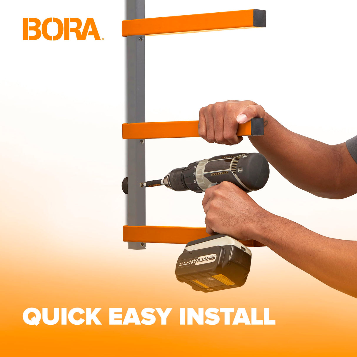 Bora Portamate Wood Organizer and Lumber Storage Metal Rack with 4-Level Wall Mount, Indoor & Outdoor Use PBR-0410 Bora