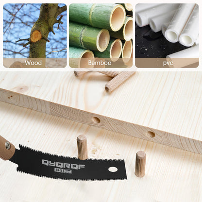 QYQRQF Small Hand Saw, 6 Inch Japanese Pull Saw with Double Edges 15/17 TPI Flush Cut Saw for Woodworking DIY Projects