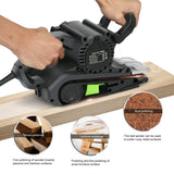 GALAX PRO 8 Amperes Belt Sander 120-380RPM with Variable Speed Settings, 5 Pieces Sanding Belts(3x21 Inch) and Dust Bag for Stock Removal GALAX PRO