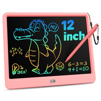 KOKODI 12 Inch LCD Writing Tablet with Anti-Lost Stylus, Erasable Doodle Board Colorful Toddler Drawing Pad, Car Travel School Games Toys for 3 4 5 6