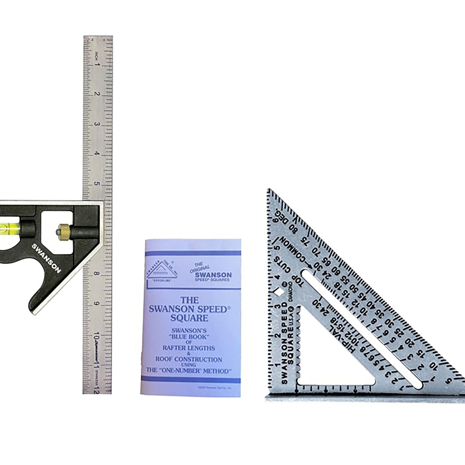 Swanson Tool Co S0101TC132 Value Pack with Speed Square Layout Tool, Blue Book and 12 Inch Combination Square Swanson Tool Co., Inc