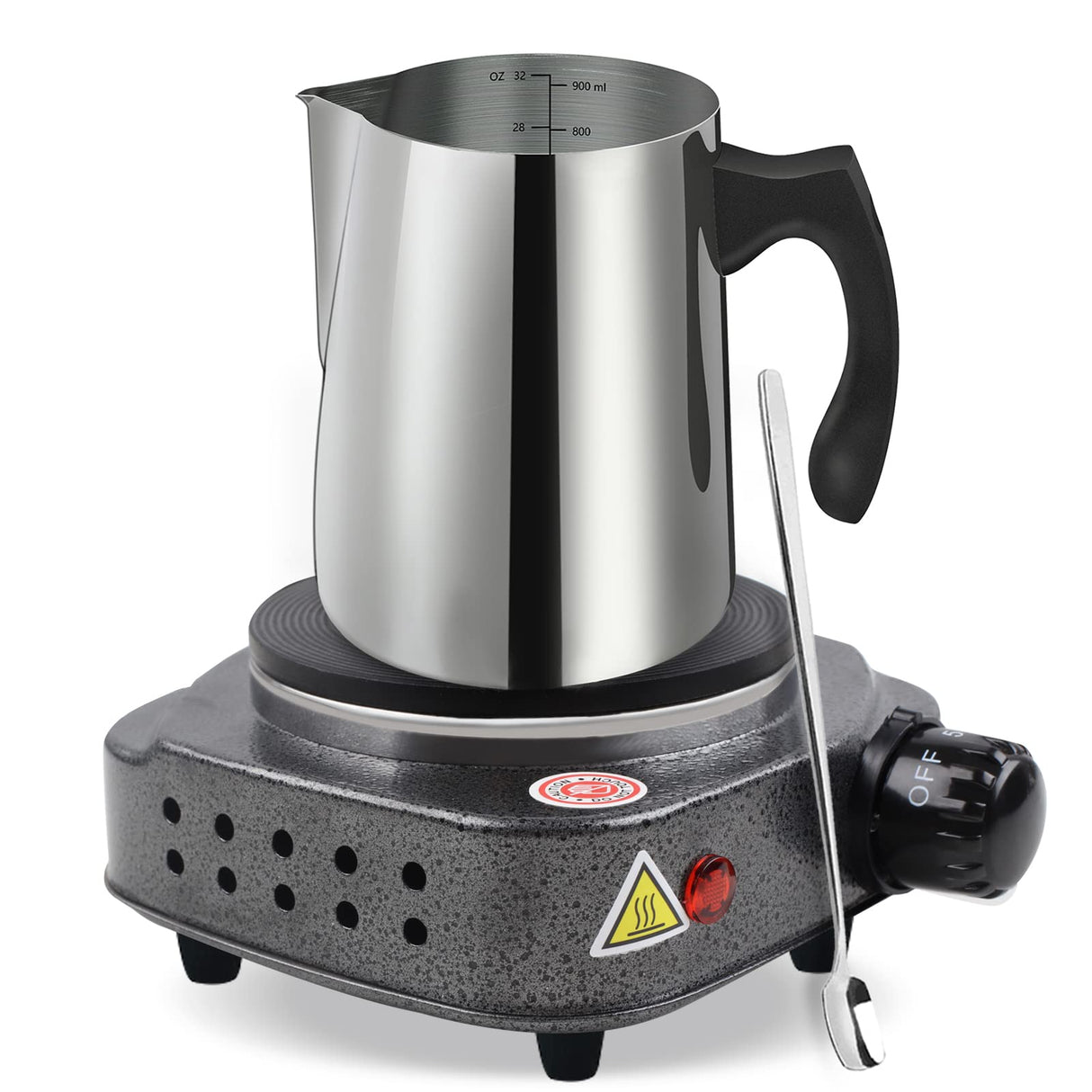 BBAXI Candle Making Pouring Pot with Electric Hot Plate for Melting Wax, Candle Wax Melting Pot with Heat-Resistant Handle and Long Stain Spoon, BBAXI