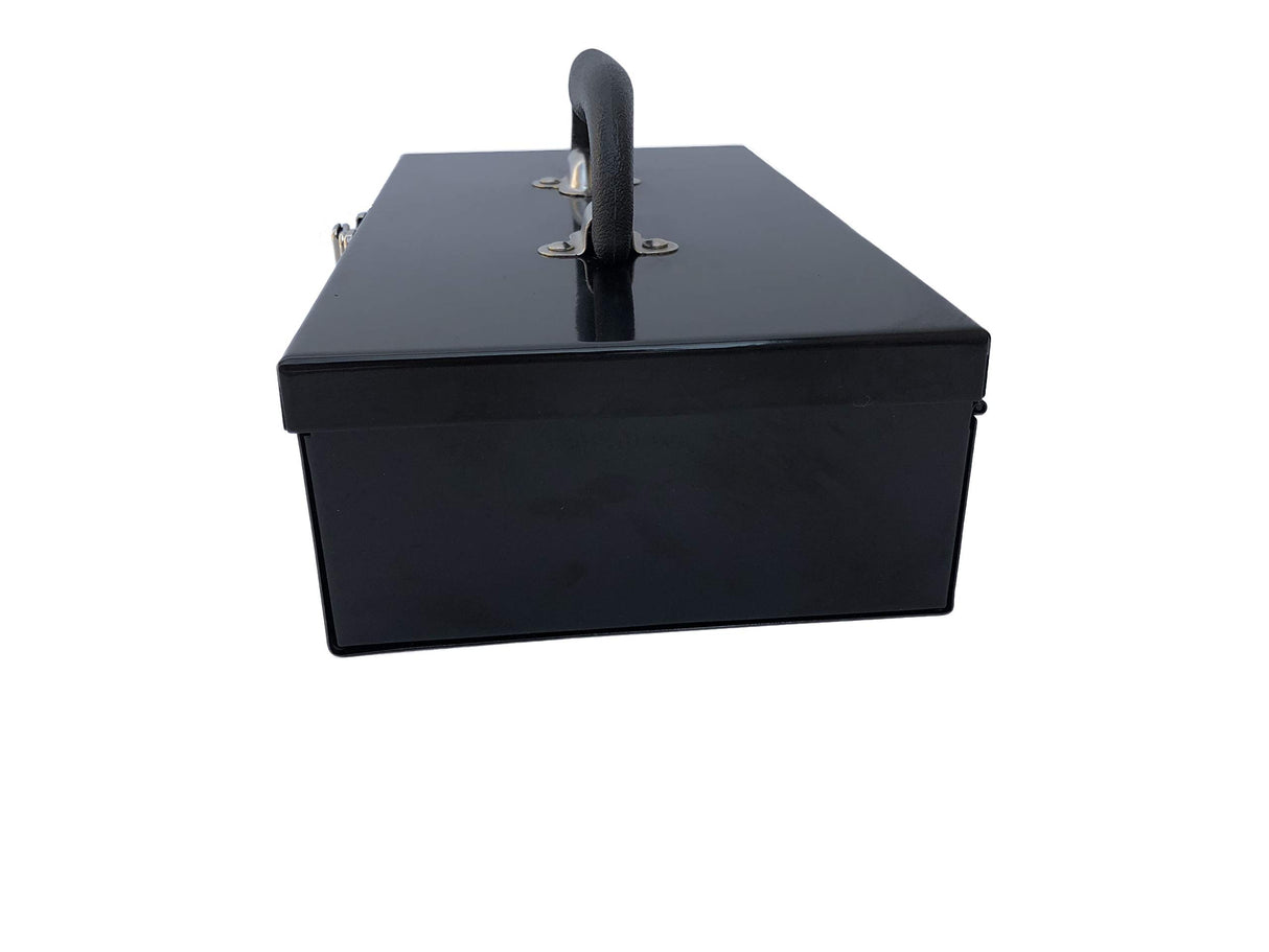 Workington Portable Carpenter Metal Tool Box with Latch, Small Parts Box, Sockets Storage Box Organizer 4002 Black Workington