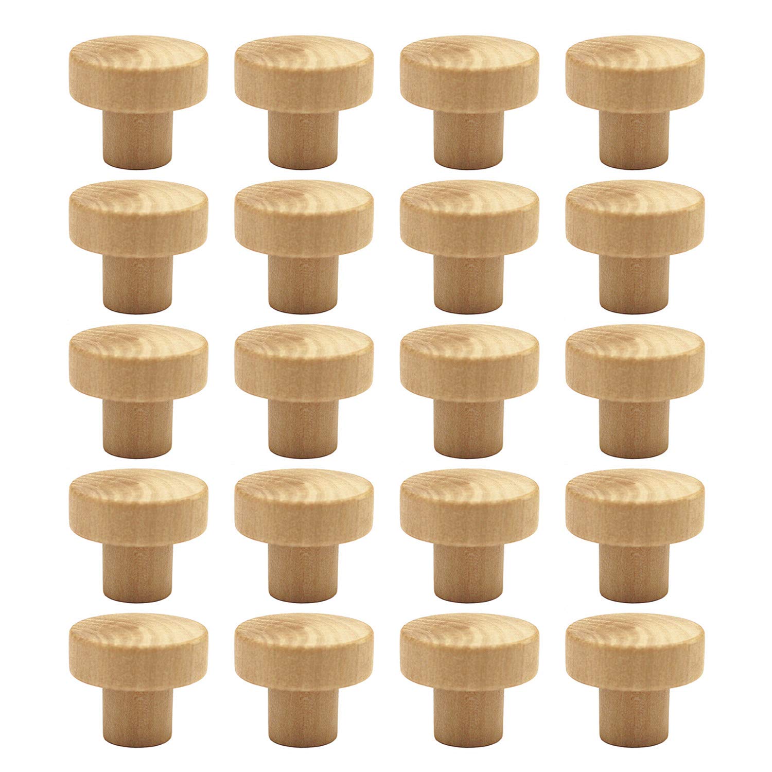 WEICHUAN 20PCS Round Unfinished Wood Cabinet Furniture Drawer Knobs Pulls Handles (Diameter: 3.6cm Height: 3cm) WEICHUAN