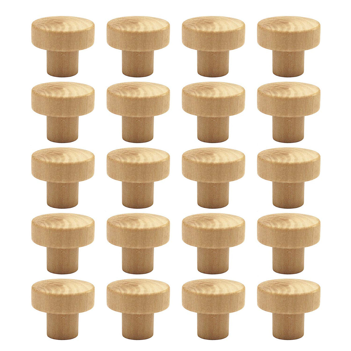 WEICHUAN 20PCS Round Unfinished Wood Cabinet Furniture Drawer Knobs Pulls Handles (Diameter: 3.6cm Height: 3cm) WEICHUAN