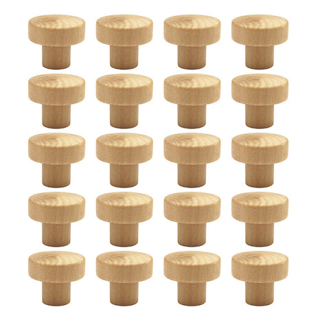 WEICHUAN 20PCS Round Unfinished Wood Cabinet Furniture Drawer Knobs Pulls Handles (Diameter: 3.6cm Height: 3cm) WEICHUAN