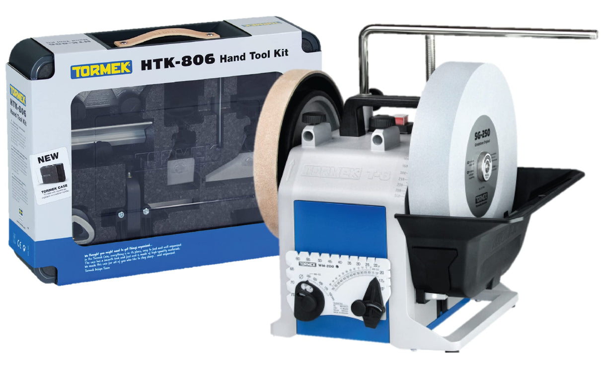 Tormek T-8 Hand Tool Kit (Tormek T-8 Original + Tormek HTK-806 Hand Tool Kit) - sharpener that includes all the necessary jigs for knives, axes, Tormek