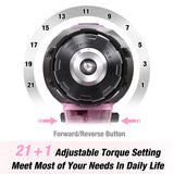 WORKPRO Pink Cordless 20V Lithium-ion Drill Driver Set, 1 Battery, Charger and Storage Bag Included - Pink Ribbon WORKPRO