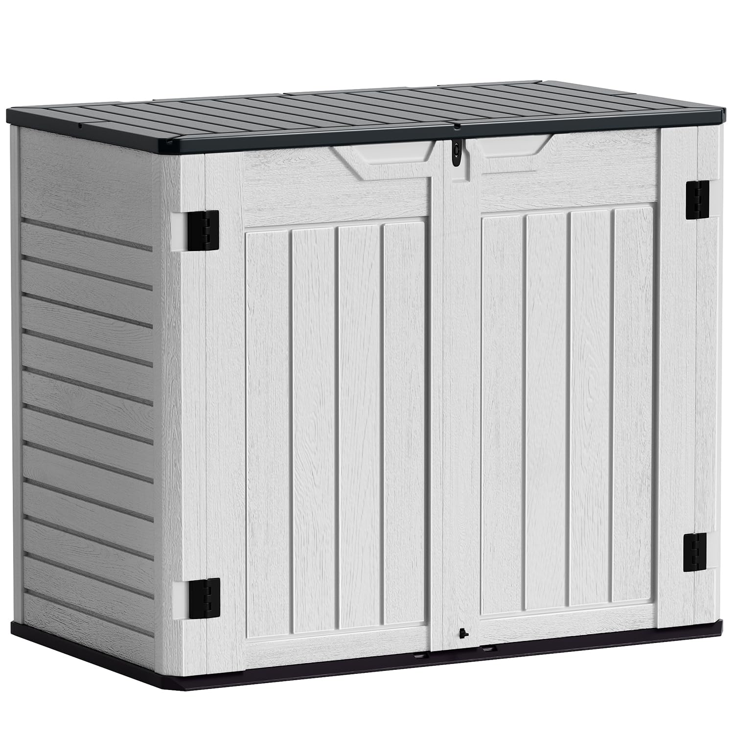 Greesum Outdoor Horizontal Resin Storage Sheds 34 Cu. Ft. Weather Resistant Resin Tool Shed, Extra Large Capacity Weather Resistant Box for Bike, Greesum