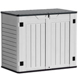 Greesum Outdoor Horizontal Resin Storage Sheds 34 Cu. Ft. Weather Resistant Resin Tool Shed, Extra Large Capacity Weather Resistant Box for Bike, Greesum