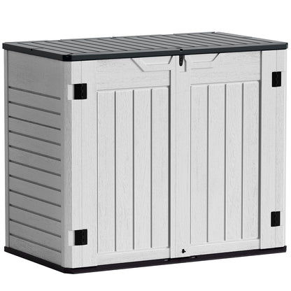Greesum Outdoor Horizontal Resin Storage Sheds 34 Cu. Ft. Weather Resistant Resin Tool Shed, Extra Large Capacity Weather Resistant Box for Bike,