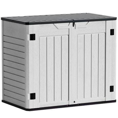 Greesum Outdoor Horizontal Resin Storage Sheds 34 Cu. Ft. Weather Resistant Resin Tool Shed, Extra Large Capacity Weather Resistant Box for Bike, Greesum