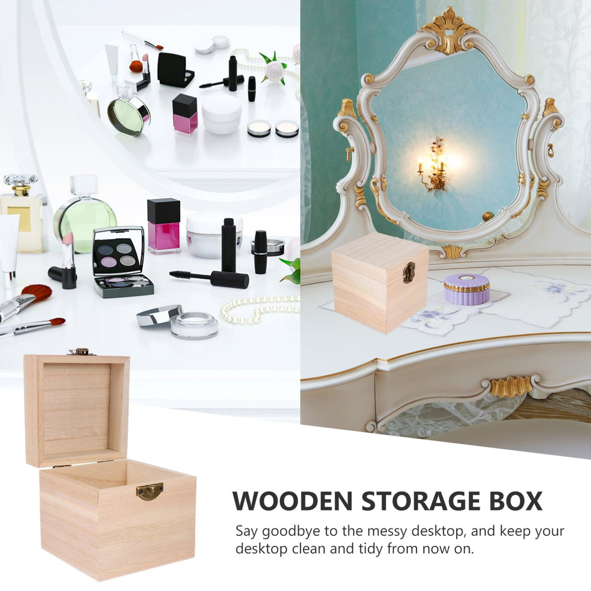 Cabilock Treasure Chest Box 2Pcs Wooden Keepsake Box Unfinished Wood Box Treasure Jewelry Chest Vintage Handmade Craft Box with Hinged Lid for Cabilock