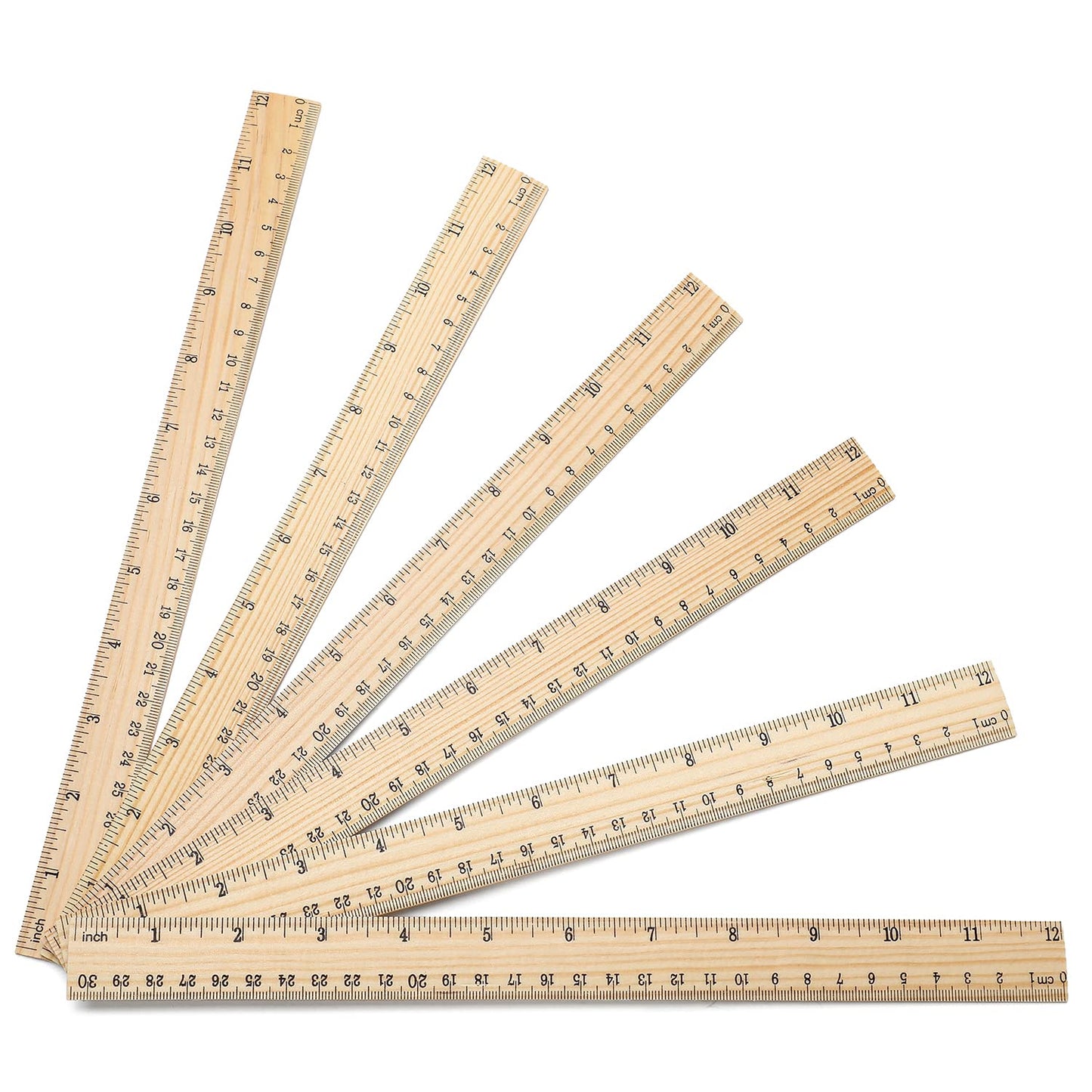 60 Pack Wooden Ruler 12 Inch Rulers Bulk Wood Measuring Ruler Office Ruler 2 Scale - WoodArtSupply