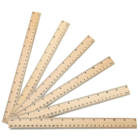 60 Pack Wooden Ruler 12 Inch Rulers Bulk Wood Measuring Ruler Office Ruler 2 Scale SZLFSX
