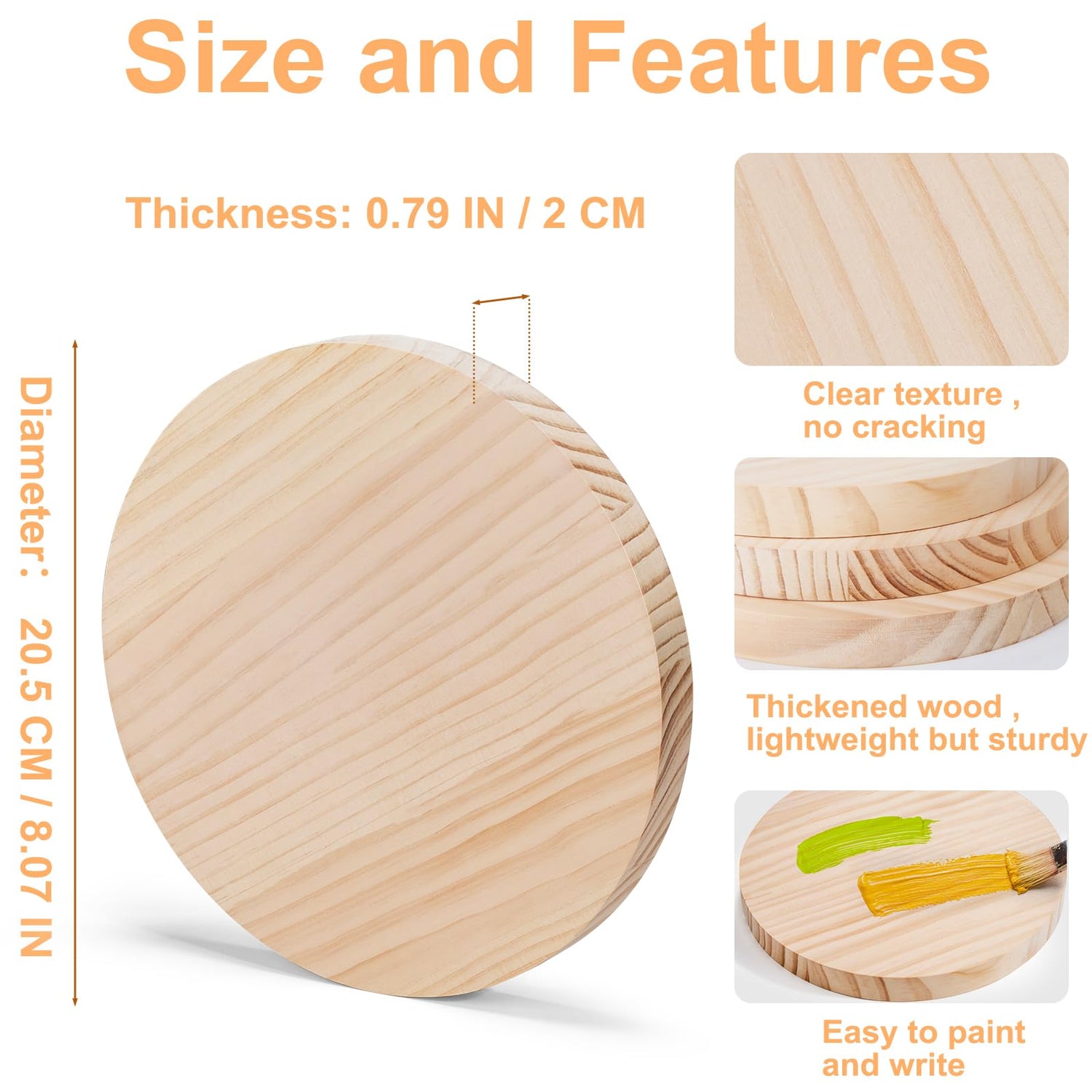 Yangbaga (5) Pack 8 inches Large Wood Slices for Centerpieces-Unfinished Natural Round Wooden Discs Decorative Tray Wood Slices for DIY Yangbaga