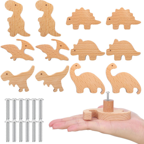 Qunclay Wooden Animal Cabinet Knobs Decorative Wood Dresser Knobs with Screws Dresser Pulls Wood Marine Woodland Animals Knobs Furniture Knobs Qunclay
