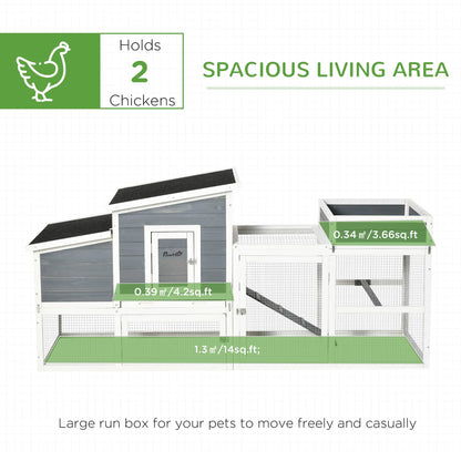 PawHut Chicken Coop with Extra Shade, Large Poultry Cage, Hen House with Flower Bed, Outdoor and Waterproof, Wooden, Stone Grey - WoodArtSupply