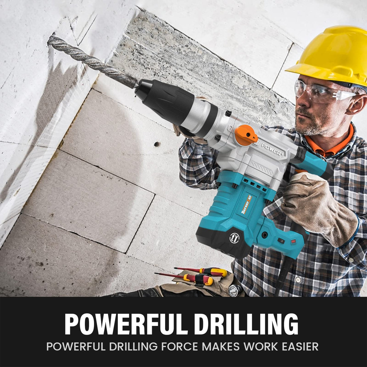 Berserker 1-9/16" SDS-Max Heavy Duty Rotary Hammer Drill with Vibration Control,Safety Clutch,13 Amp 3 Functions Demolition Rotomartillo for Berserker