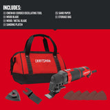 CRAFTSMAN Oscillating Tool, 3-Amp, Includes Universal Tool-free Accessory System, Blades, Sandpaper and Tool Bag, Corded (CMEW401) Craftsman