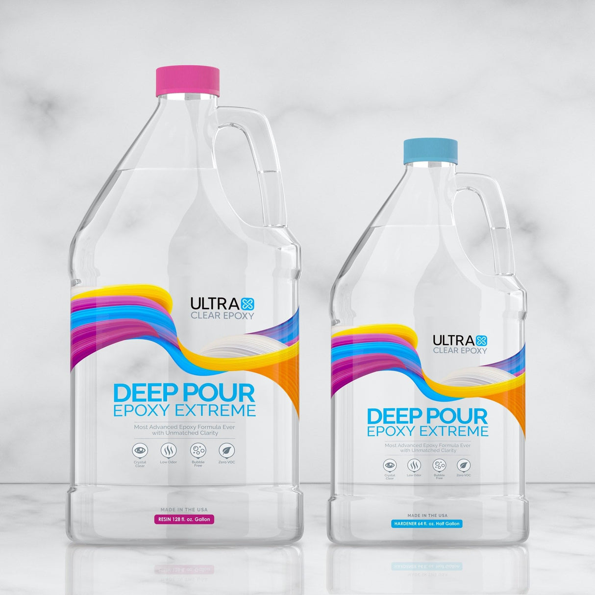 Ultra Clear Deep Pour Epoxy Resin and Hardener for Countertops, River Tables, Art Resin, DIY, Tumblers | Scratch Resistant, Low Odor, Bubble Free Ultra Clear Epoxy